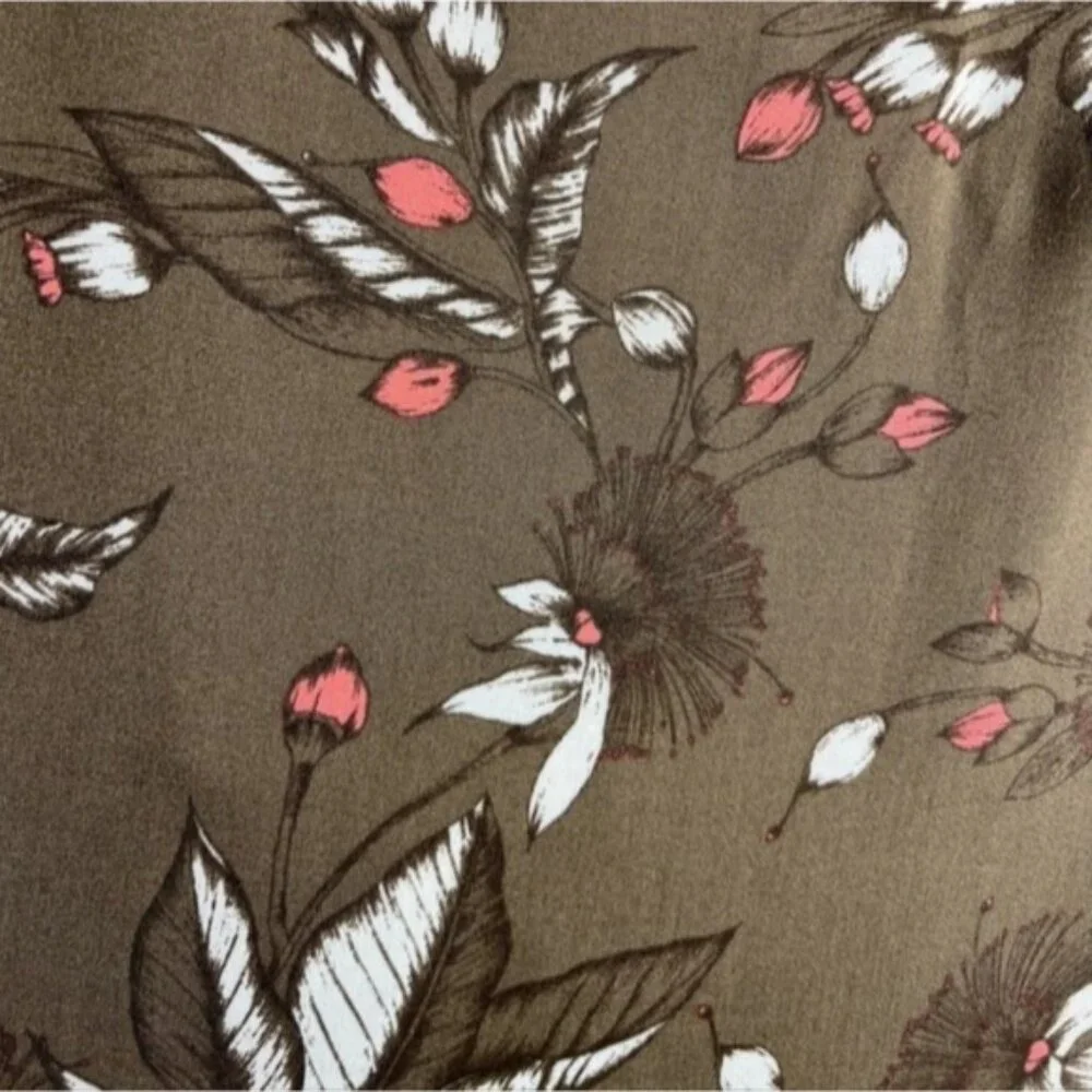 Express Floral Wrap Pull On Maxi Skirt Size Small Olive Green Careerwear Office